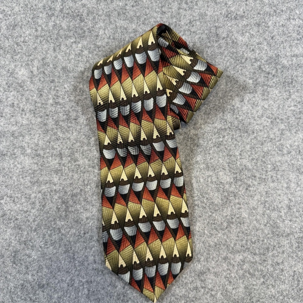 Vintage J Garcia Tie Mens Multicolor Geometric Space Containers Silk USA Necktie